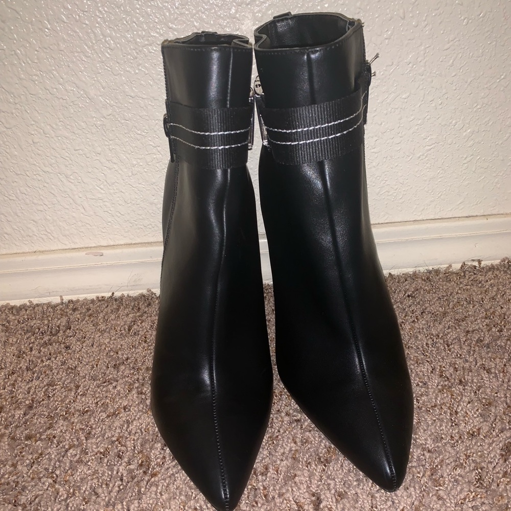Black faux leather boots